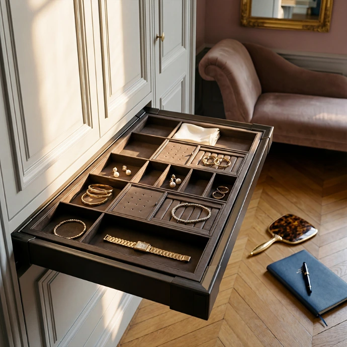 CANMORE Pull-Out Leather Jewelry Organizer Tray