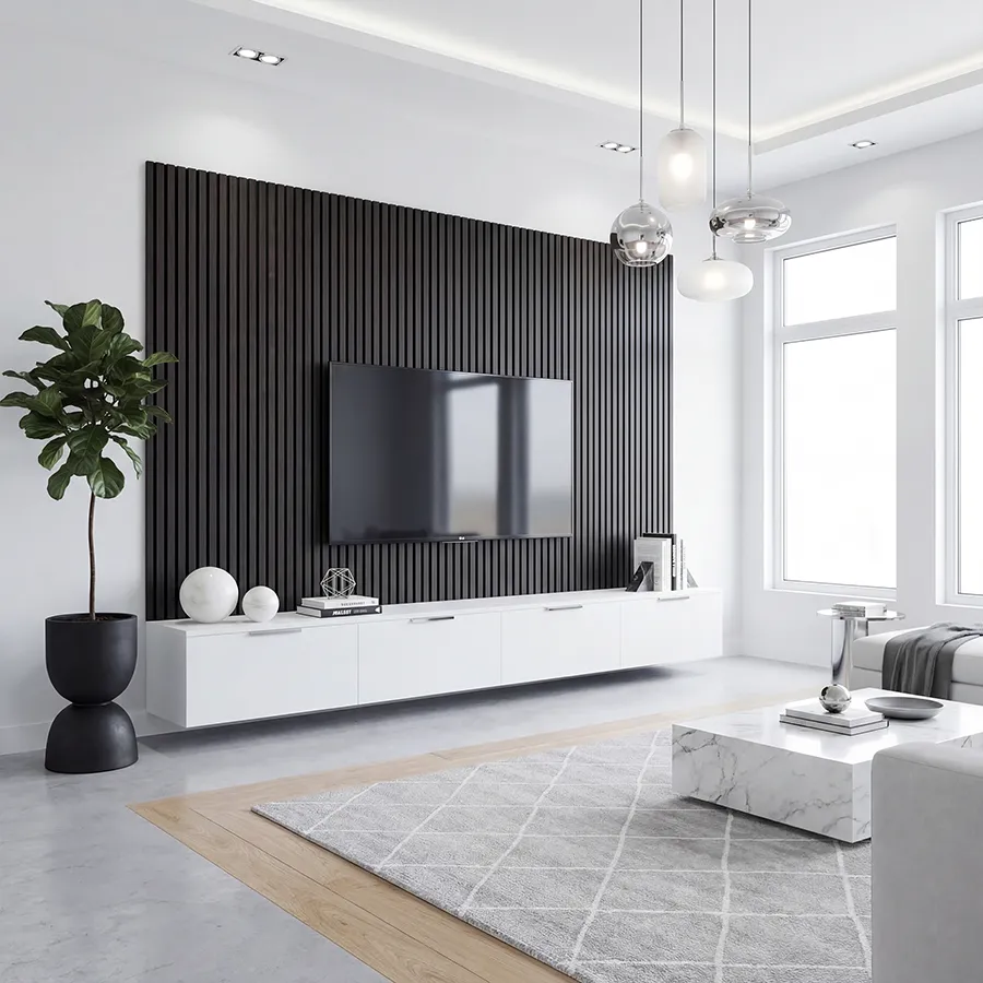 Acoustic Wood Wall Panel (2'x10', Smoked Oak)