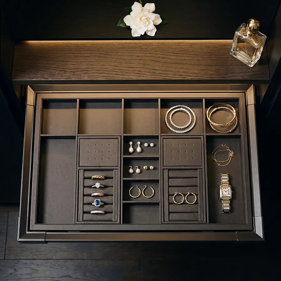 [G16010B-2] CANMORE Pull-Out Leather Jewelry Organizer Tray (30 Inches)