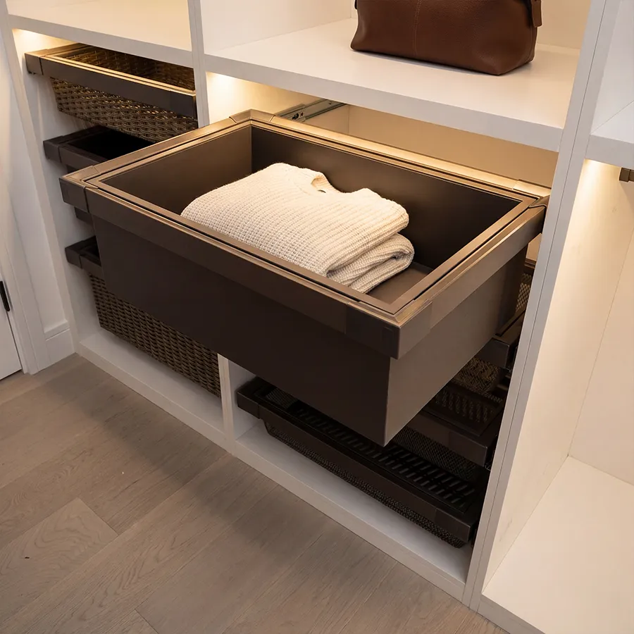 [G16007B-2] WARSAW Pull-Out Leather Drawer Basket (30 Inches)